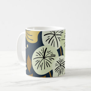 Taza De Café Patrón floral de follaje de Bonito moderno