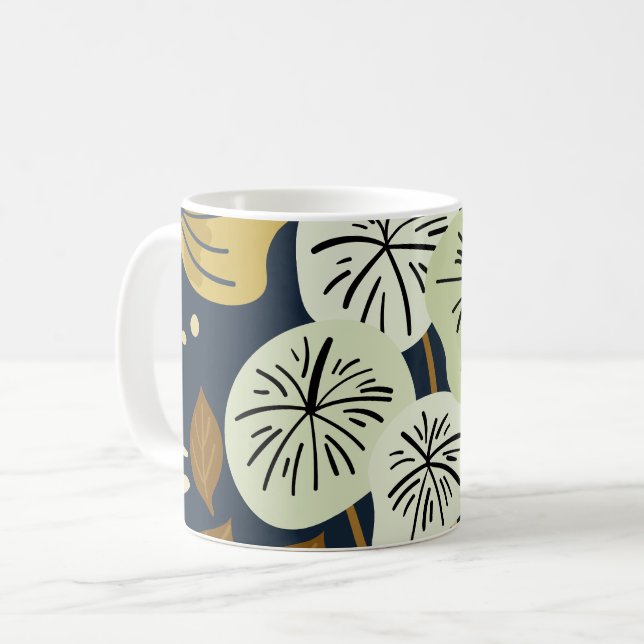 Taza De Café Patrón floral de follaje de Bonito moderno (Anverso izquierdo)