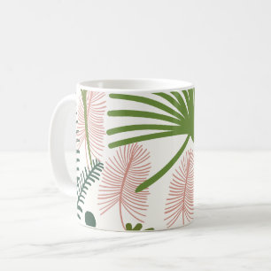 Taza De Café Patrón floral de follaje decorativo moderno