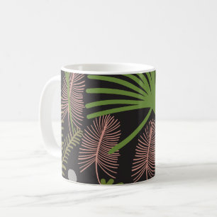 Taza De Café Patrón floral de follaje decorativo moderno