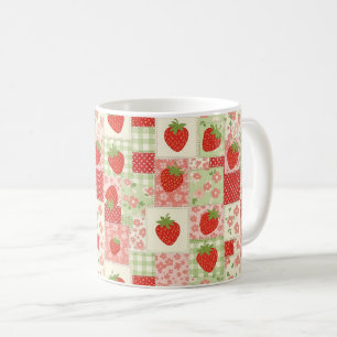 Taza De Café Patrón floral de jardín de fresas vintage