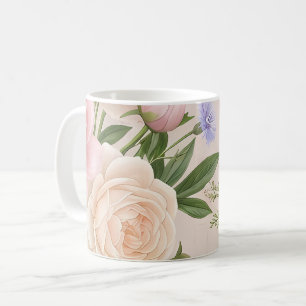 Taza De Café Patrón floral de jardín de rosas de rubor romántic