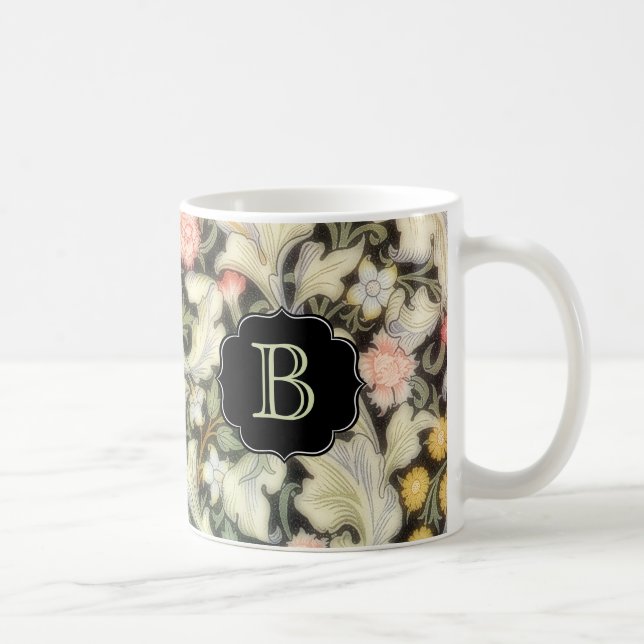 Taza De Café Patrón floral de Leicester con monograma (Derecha)