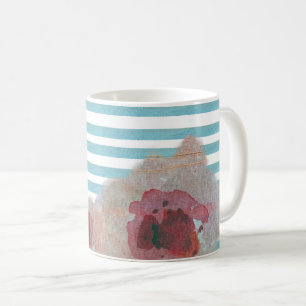 Taza De Café Patrón floral de Moda de Boho a rayas   Café Mug