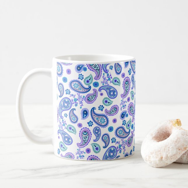 Taza De Café Patrón floral de Paisley - Blanco (Con donut)