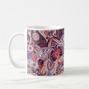 Taza De Café Patrón floral de Paisley multicolor suave