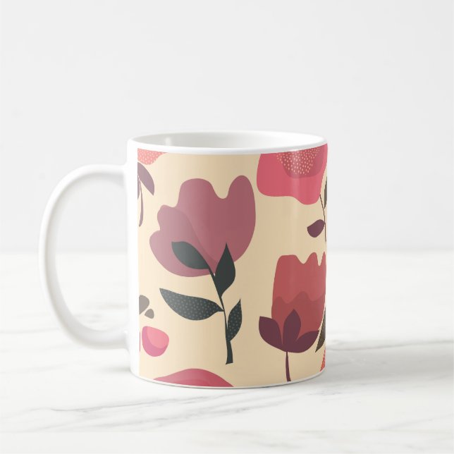 Taza De Café Patrón Floral De Polvo Estilo Boho. (Izquierda)
