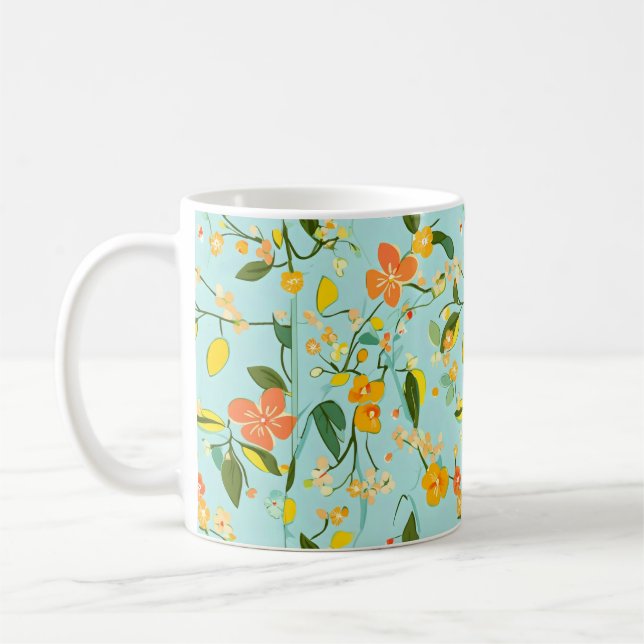 Taza De Café Patrón floral de primavera (Izquierda)