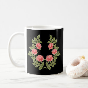 Taza De Café Patrón floral de rosas polvorientas vintage rosada