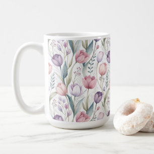 Taza De Café Patrón floral de tulipano escandinavo