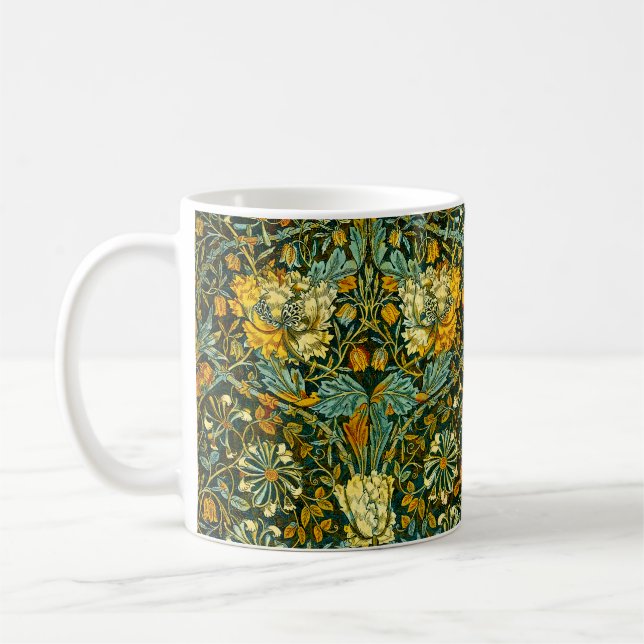 Taza De Café Patrón floral de William Morris Antique Honeysuckl (Izquierda)