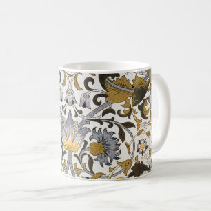 Taza De Café Patrón floral de William Morris Lodden: azul dorad