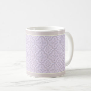 Taza De Café Patrón Floral Decorativo En Mauve