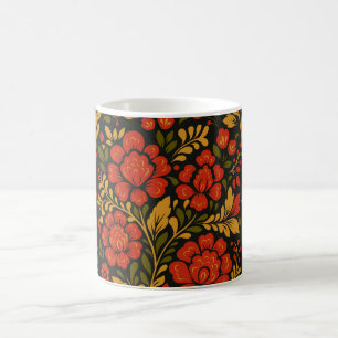 Taza De Café patrón floral decorativo nacional eslavo