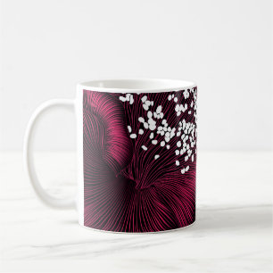 Taza De Café Patrón floral dibujado a mano con flores de cameli