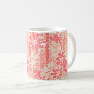 Taza De Café Patrón floral en tonos de melocotón de moda