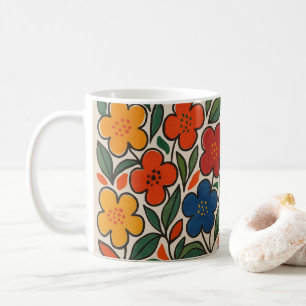 Taza De Café Patrón floral estilo retro de los años 60