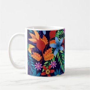 Taza De Café Patrón Floral Exótico Colorido-32436