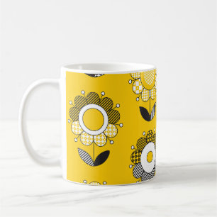 Taza De Café Patrón floral folicular amarillo simple
