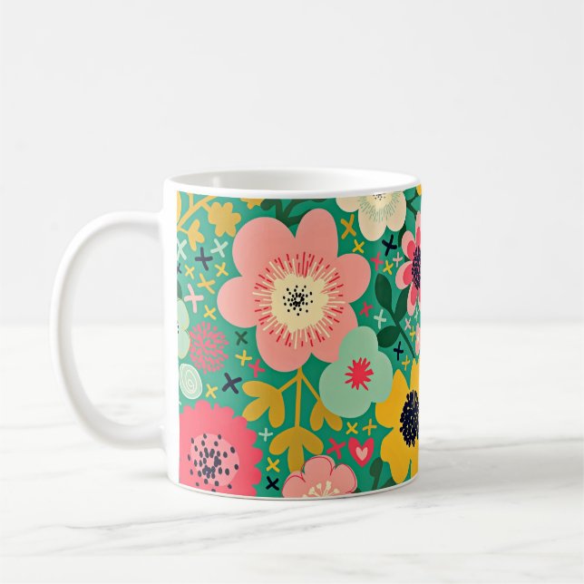 Taza De Café Patrón floral funky (Izquierda)