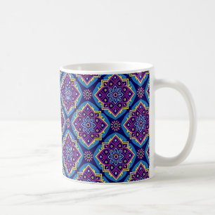 Taza De Café Patrón floral geométrico de Boho vibrante