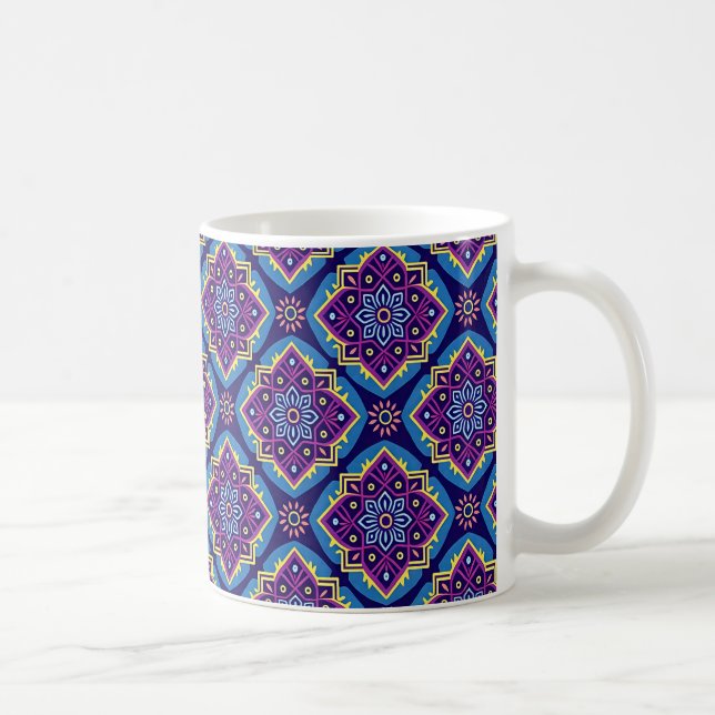 Taza De Café Patrón floral geométrico de Boho vibrante (Derecha)