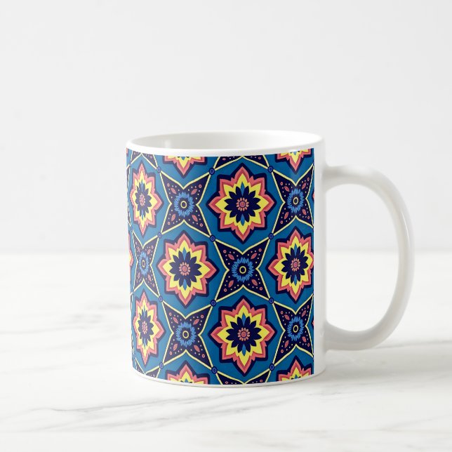 Taza De Café Patrón floral geométrico de Boho vibrante (Derecha)