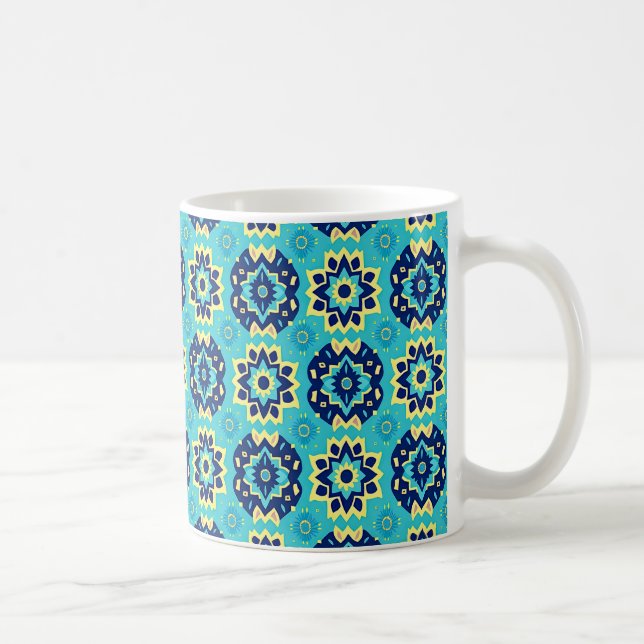 Taza De Café Patrón floral geométrico de Moda Boho vibrante (Derecha)