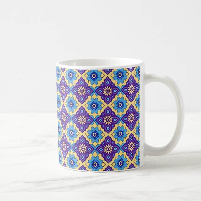 Taza De Café Patrón floral geométrico vibrante (Derecha)