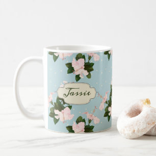 Taza De Café Patrón floral Imprimir nombre Mug