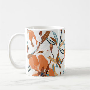 Taza De Café Patrón floral Iris del Naranja de la cosecha