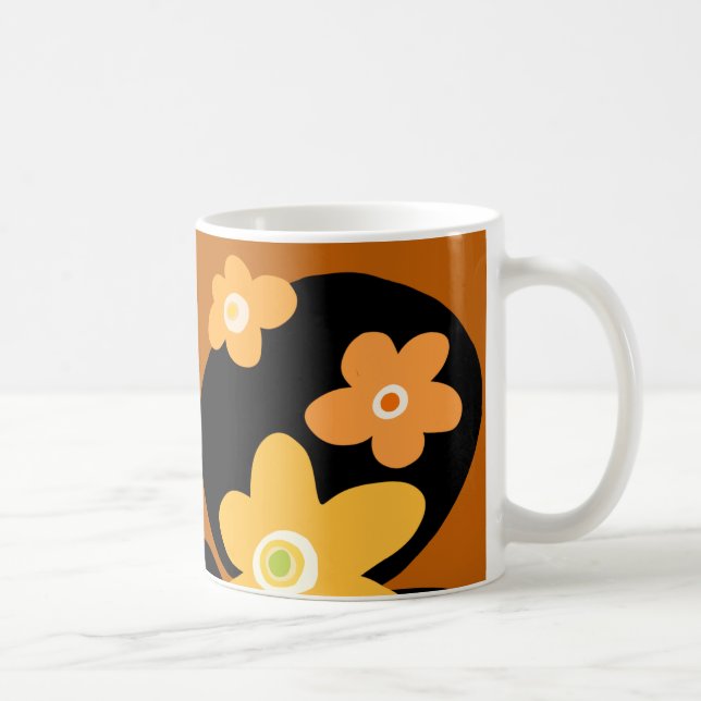 Taza De Café Patrón floral marrón (Derecha)