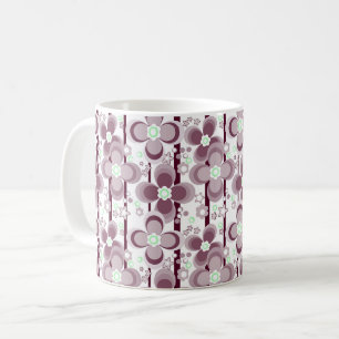 Taza De Café patrón floral marrón y blanco