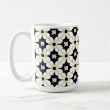 Patrón floral monocromo con sutil detalle amarillo
