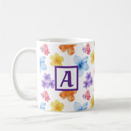 Taza De Café Patrón floral monograma personalizado