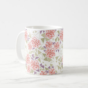 Taza De Café patrón floral mosaico beige oliva retro