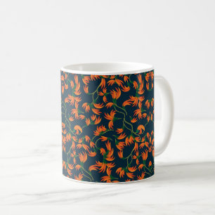 Taza De Café Patrón floral naranja fluido