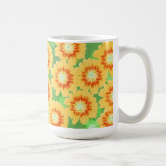Taza De Café Patrón floral naranja y amarillo