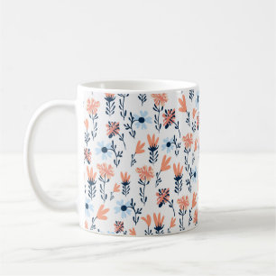 Taza De Café Patrón floral natural sin soldadura, flores abstra