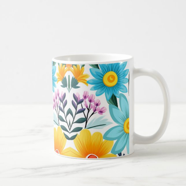 Taza De Café Patrón floral negro femenino (Derecha)