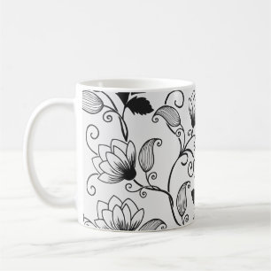 Taza De Café Patrón floral negro personalizar