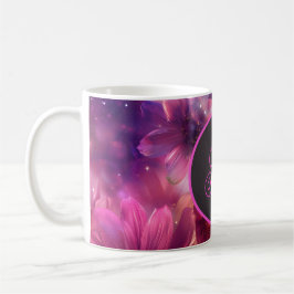 Taza De Café Patrón floral neón con monograma