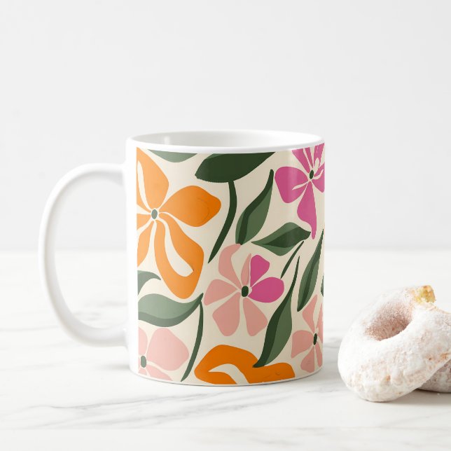 Taza De Café Patrón floral retro (Con donut)