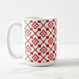 Taza De Café Patrón floral rojo y blanco