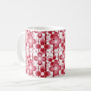 Taza De Café Patrón floral rojo y blanco