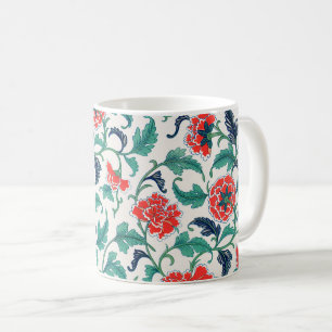 Taza De Café Patrón floral rojo y verde