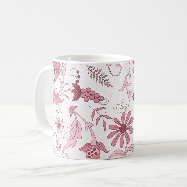 Taza De Café Patrón floral rosado (Anverso izquierdo)