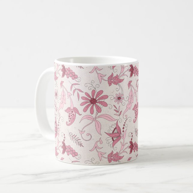 Taza De Café Patrón floral rosado (Anverso izquierdo)