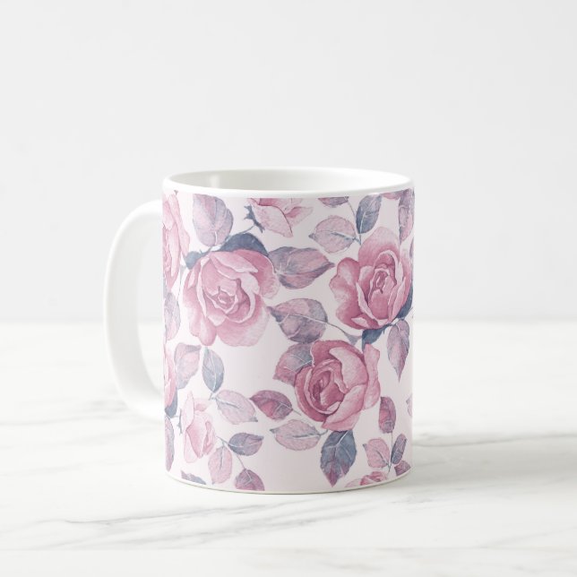 Taza De Café Patrón floral. Rosas de época (Anverso izquierdo)