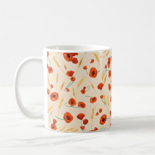 Taza De Café Patrón floral silvestre sin soldadura sobre un fo